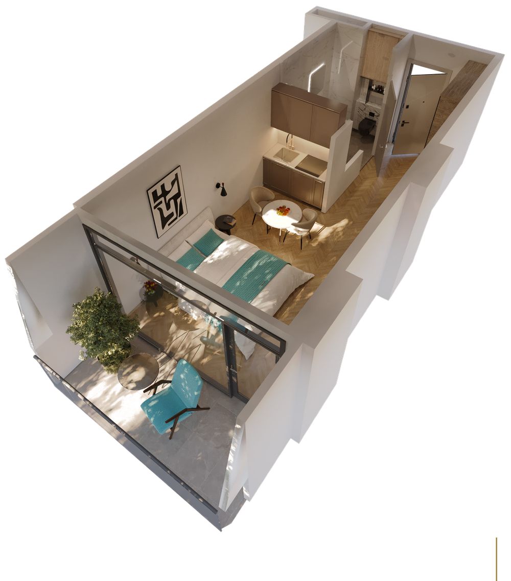 Grundriss Studio, 33,1 m²